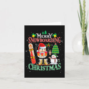 Carte Joyeux snowboard Noël Santa Hat Costume Sno