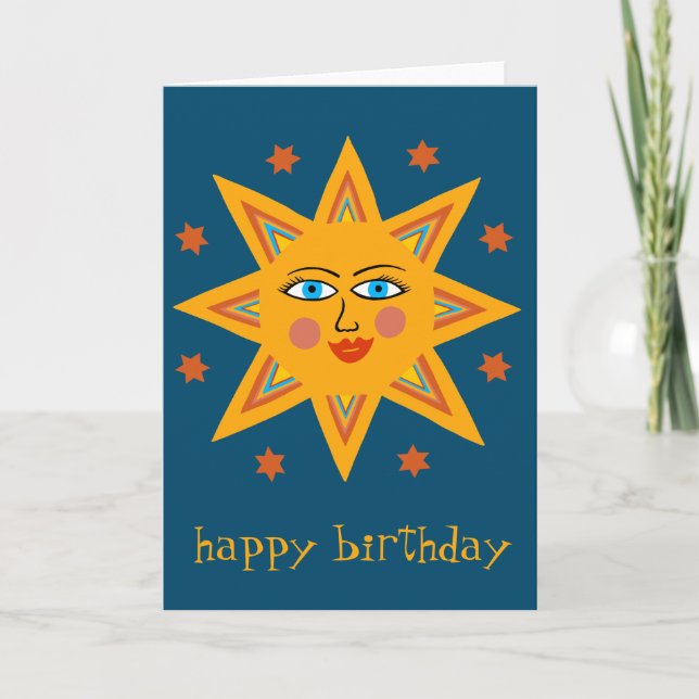 Carte Joyeux soleil HEUREUX ANNIVERSAIRE PERSONNALISÉ Bo (Devant)
