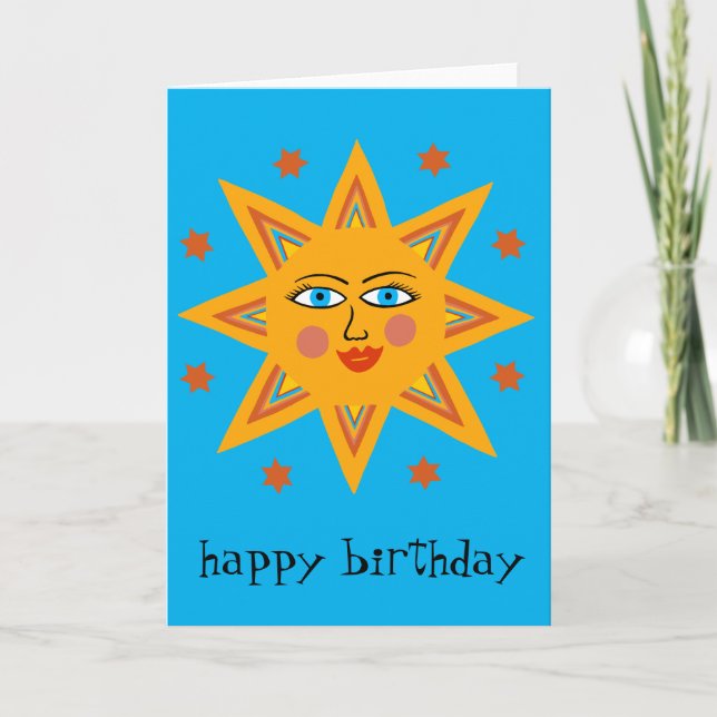 Carte Joyeux soleil HEUREUX ANNIVERSAIRE PERSONNALISÉ Bo (Devant)