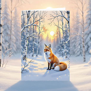 Carte Joyeux Solstice d'Hiver   Renard dans la Neige