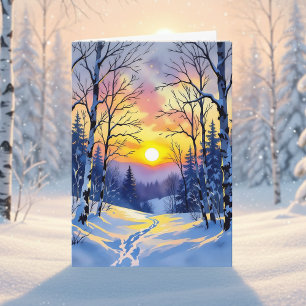 Carte Joyeux solstice d'hiver Soleil couchant au crépu