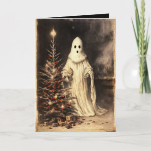 Carte Joyeux Spooky Ghost Gothique Vintage Creepmas