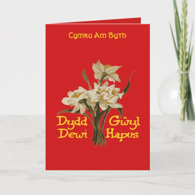 Carte Joyeux St Davids Day Dydd Gwyl Dewi Hapus Jonquill (Devant)