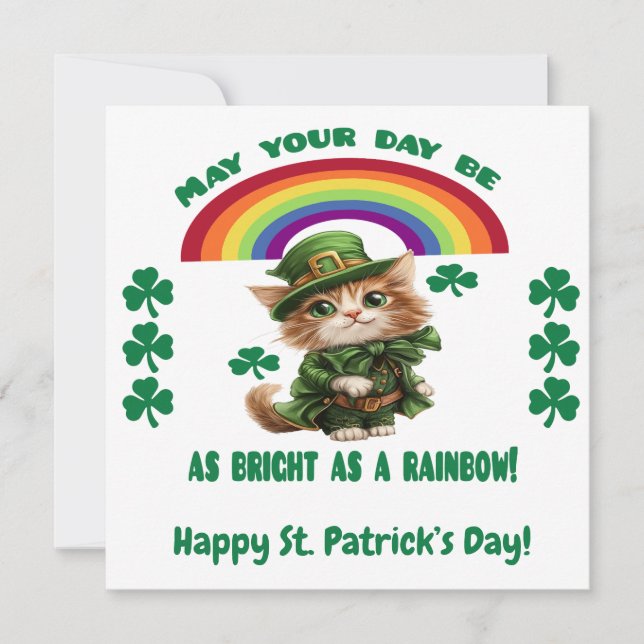 Carte Joyeux St. Patrick | Chat Lutin (Devant)