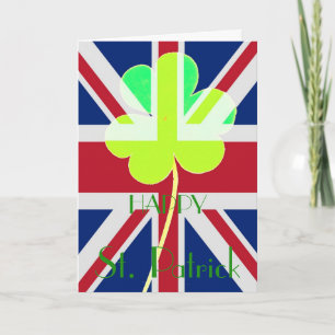 Carte Joyeux St Patrick Irlandais Shamrock UK Drapeau dr