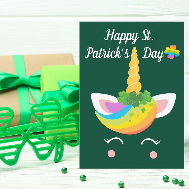 Carte Joyeux St. Patricks Day Cute Unicorn Personnalisab (Créateur téléchargé)