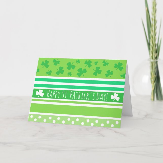 Carte Joyeux St Patrick's Day Green Stripes (Devant)