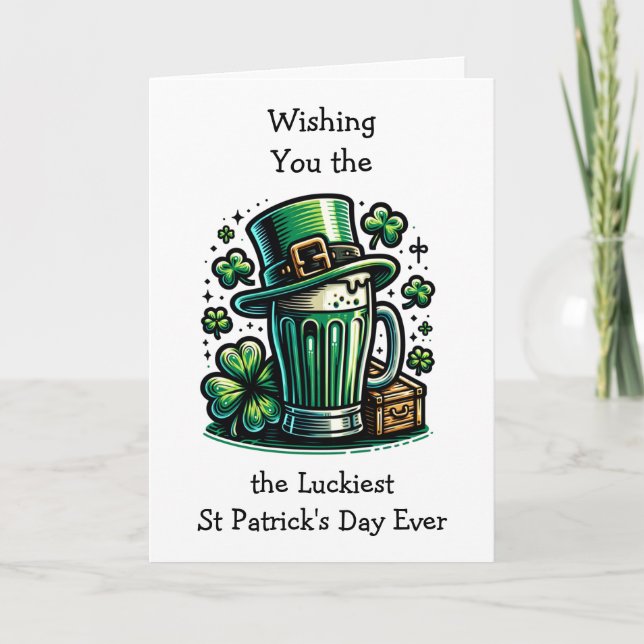 Carte Joyeux St Patrick's Day Leprechaun (Devant)