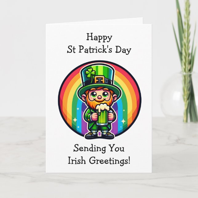 Carte Joyeux St Patrick's Day Leprechaun (Devant)