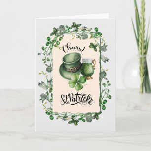 Carte Joyeux St. Patrick's Day Leprechaun Casquette Bièr