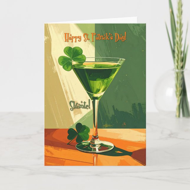 Carte Joyeux St. Patrick's Day Martini Trèfle  (Devant)