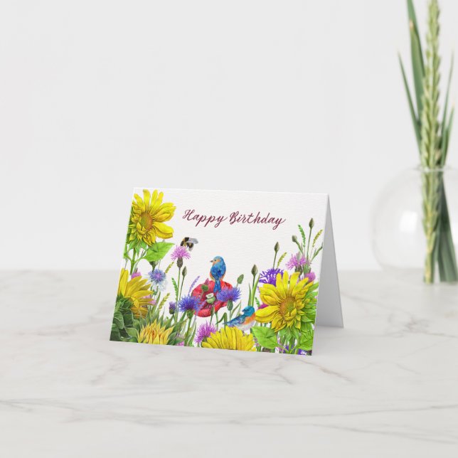 Carte Joyeux Sunflowers d'anniversaire, Nature Fleur sau (Devant)
