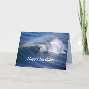 Carte Joyeux Surfeur d'Anniversaire Avec Arc En Ciel