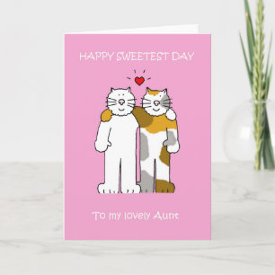 Carte Joyeux Sweetest Day, Aunt, Cartoon Cats.