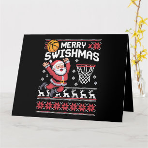Carte Joyeux Swishmas Basketball laids Noël Noël