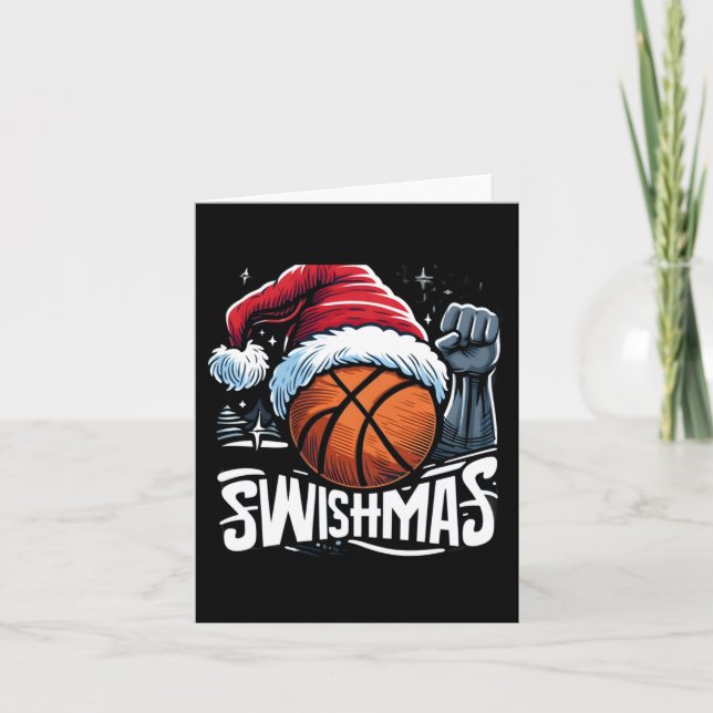 Carte Joyeux Swishmas Vilain Noël Basket-ball Noël (Devant)