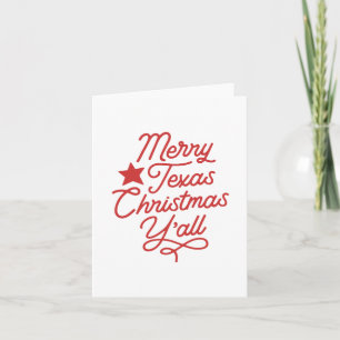 Carte Joyeux Texas Christmas Y'all Script Red Greeting