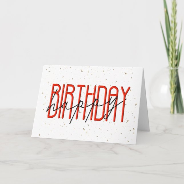 Carte Joyeux texte d'anniversaire et Confetti d'or (Devant)