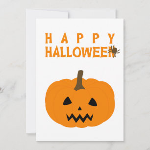Carte Joyeux texte et Citrouille d'Halloween en blanc