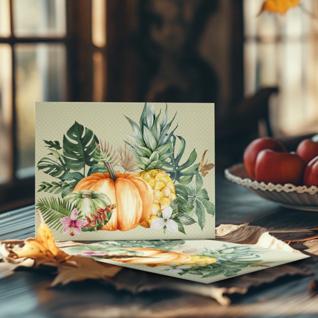 Carte Joyeux Thanksgiving Citrouille Tropicale Ananas (Créateur téléchargé)