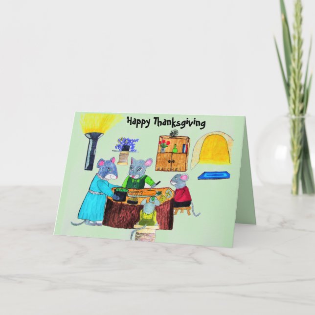 Carte Joyeux Thanksgiving de Mme Souris  (Devant)