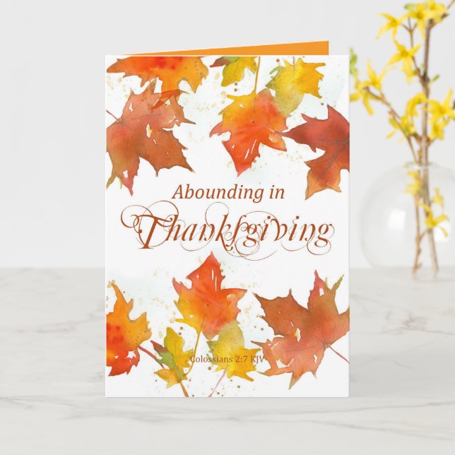 Carte Joyeux Thanksgiving Écriture Colossiens Feuille d' (Fleur jaune)
