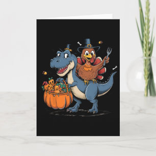 Carte Joyeux Thanksgiving Enfants Dinde Drôle à Cheval s