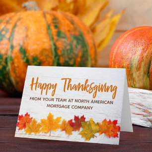 Carte Joyeux Thanksgiving Entreprise Feuilles D'automne