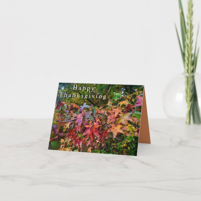 Carte Joyeux Thanksgiving - Feuillage d'automne vibrant (Devant)