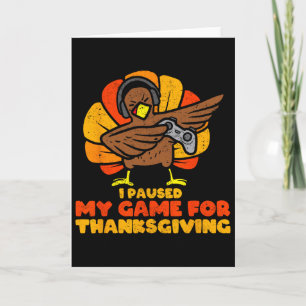 Carte Joyeux Thanksgiving Joueur Dinde Amateurs de Jeux