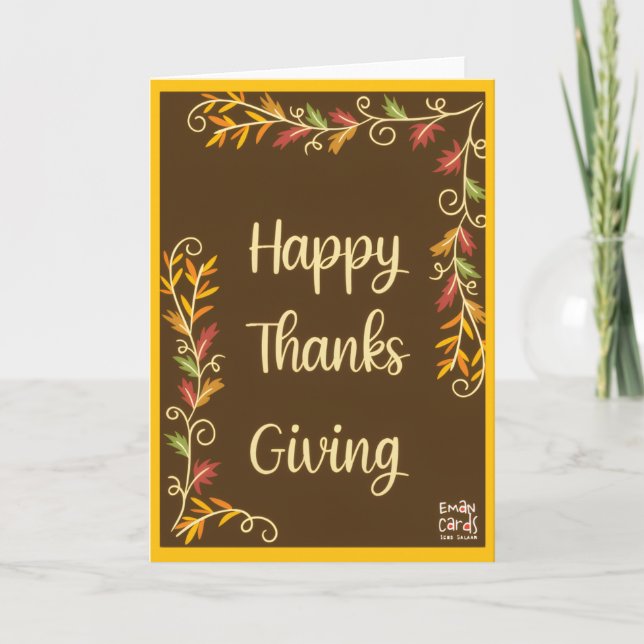 Carte Joyeux Thanksgiving Thème Brun (Devant)