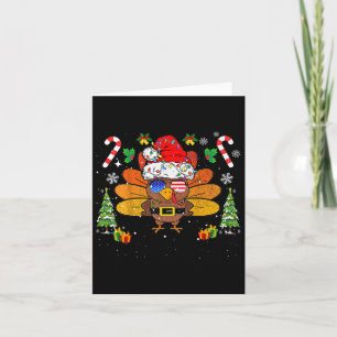 Carte Joyeux Thanksmas Bon thanksgiving Père Noël Turqui
