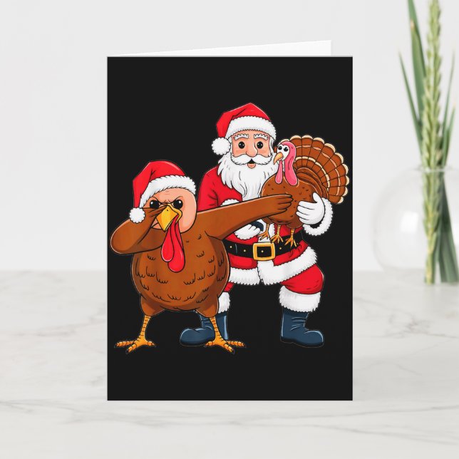 Carte Joyeux Thanksmas Thanksgiving Noël, Dinde San (Devant)