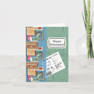 Carte Joyeux timbres de retraite du monde