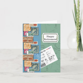 Carte Joyeux timbres de retraite du monde
