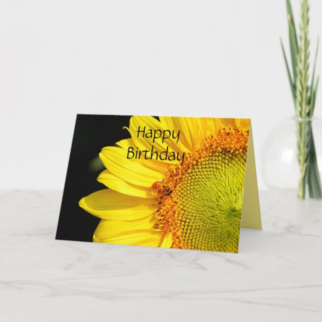 Carte Joyeux Tournesol Anniversaire Avec Abeille De Miel (Devant)