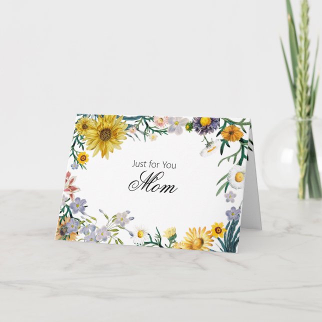 Carte Joyeux tournesol et fleurs de printemps (Devant)