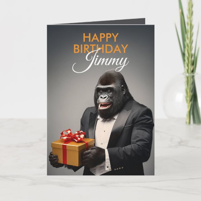 Carte Joyeux Tuxedo Gorilla Funny Anniversaire (Devant)