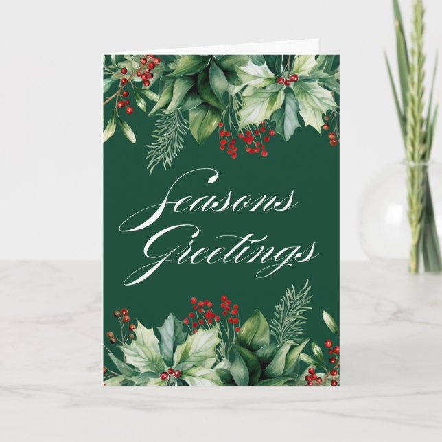 Carte Joyeux Vacances de Noël Verdure  (Devant)