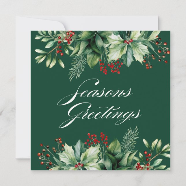 Carte Joyeux Vacances de Noël Verdure  (Devant)