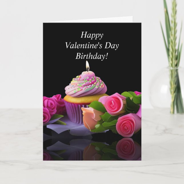 Carte Joyeux Valentin Anniversaire Cupcake Cute (Devant)