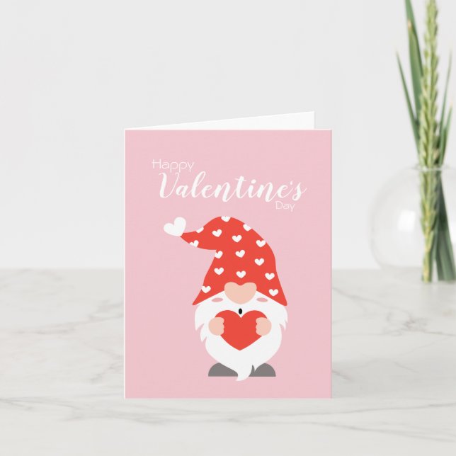 Carte Joyeux Valentin Gnomes Rouge Rose (Devant)