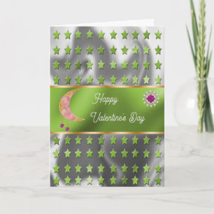 Carte Joyeux Valentine Pink Moon Jewels & Stars