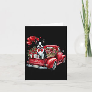 Carte Joyeux Valentines Day Boston Terrier Truck Heart B