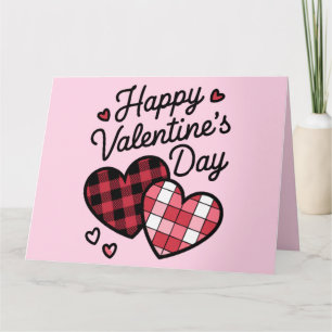 Carte Joyeux Valentines Jour léopard Plaid Coeur d'amour