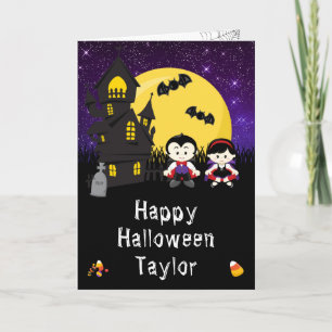 Carte Joyeux Vampires d'Halloween violet