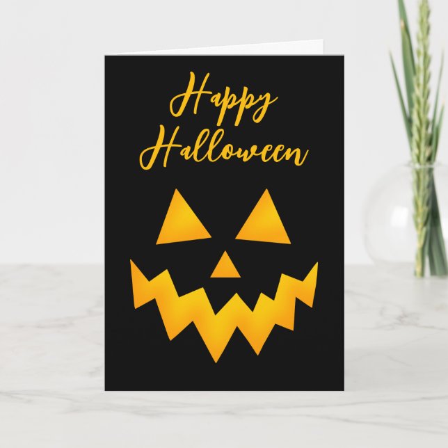 Carte Joyeux visage de citrouille Jack O Lantern Hallowe (Devant)