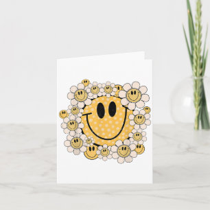 Carte Joyeux Visage Fleur Faisy Preppy Sourire esthétiqu