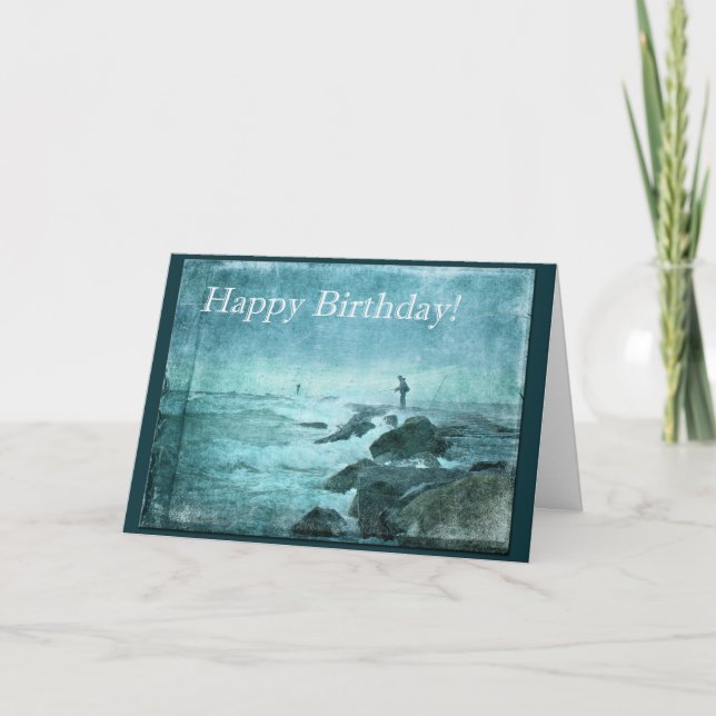 Carte Joyeux voeux d'anniversaire - Jetty Fishing (Devant)