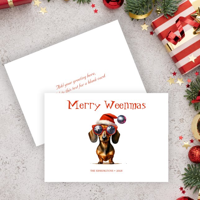 Carte Joyeux Weenmas Dachshund avec texte personna (Merry Weenmas Dachshund Card with Custom Text)